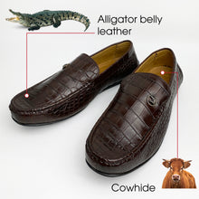 Brown Alligator Leather Moccasin Loafer | Crocodile Belly Skin Moccasin Loafer | SH93L42