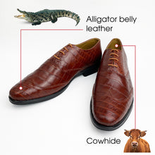 Light Brown Crocodile Belly Leather Oxford Shoes For Men | Alligator Skin Dress Party Shoes | SH06A42