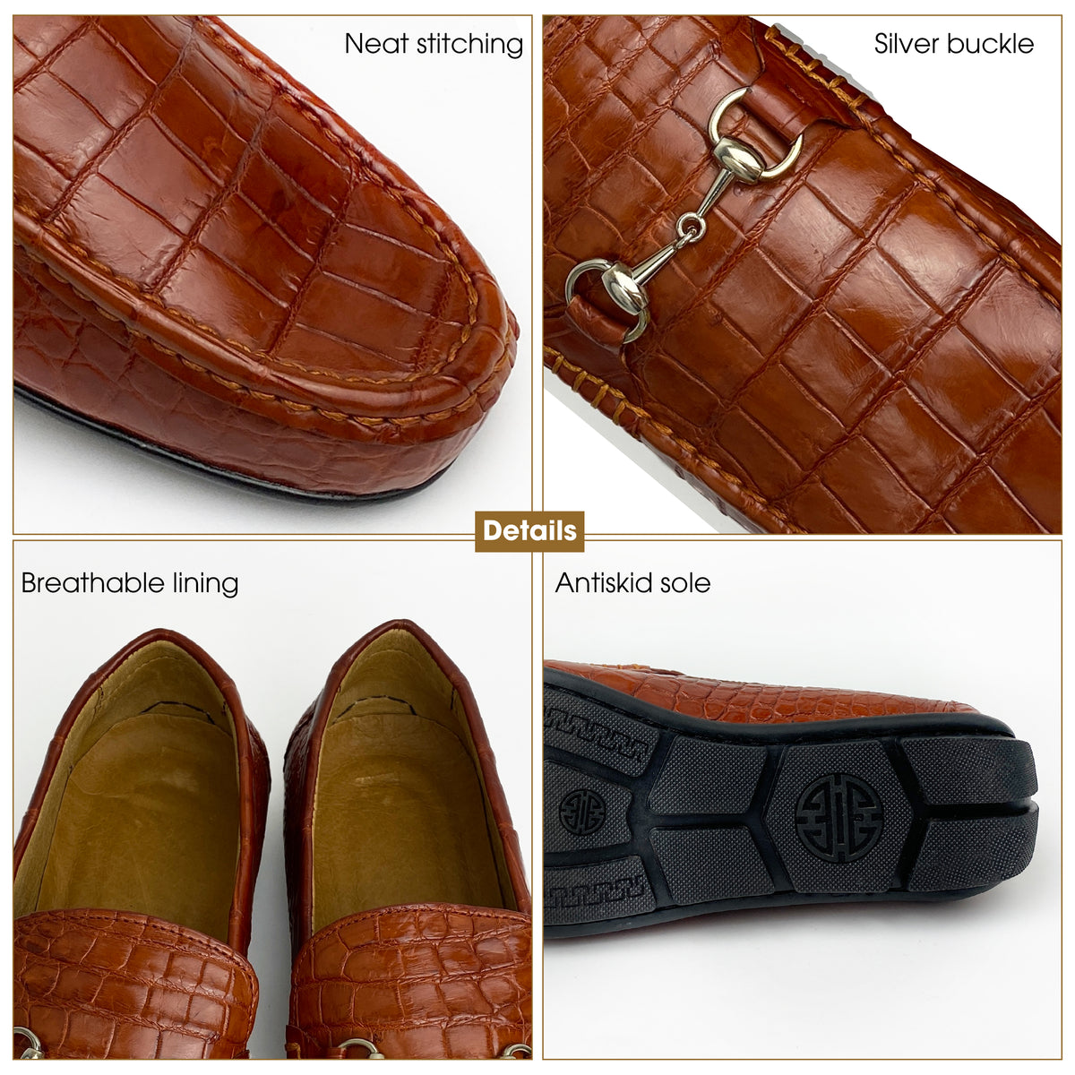 Men's Light Brown Alligator Leather Horsebit Loafers | Belly Crocodile Skin Loafer Shoes For Men - SH26C42