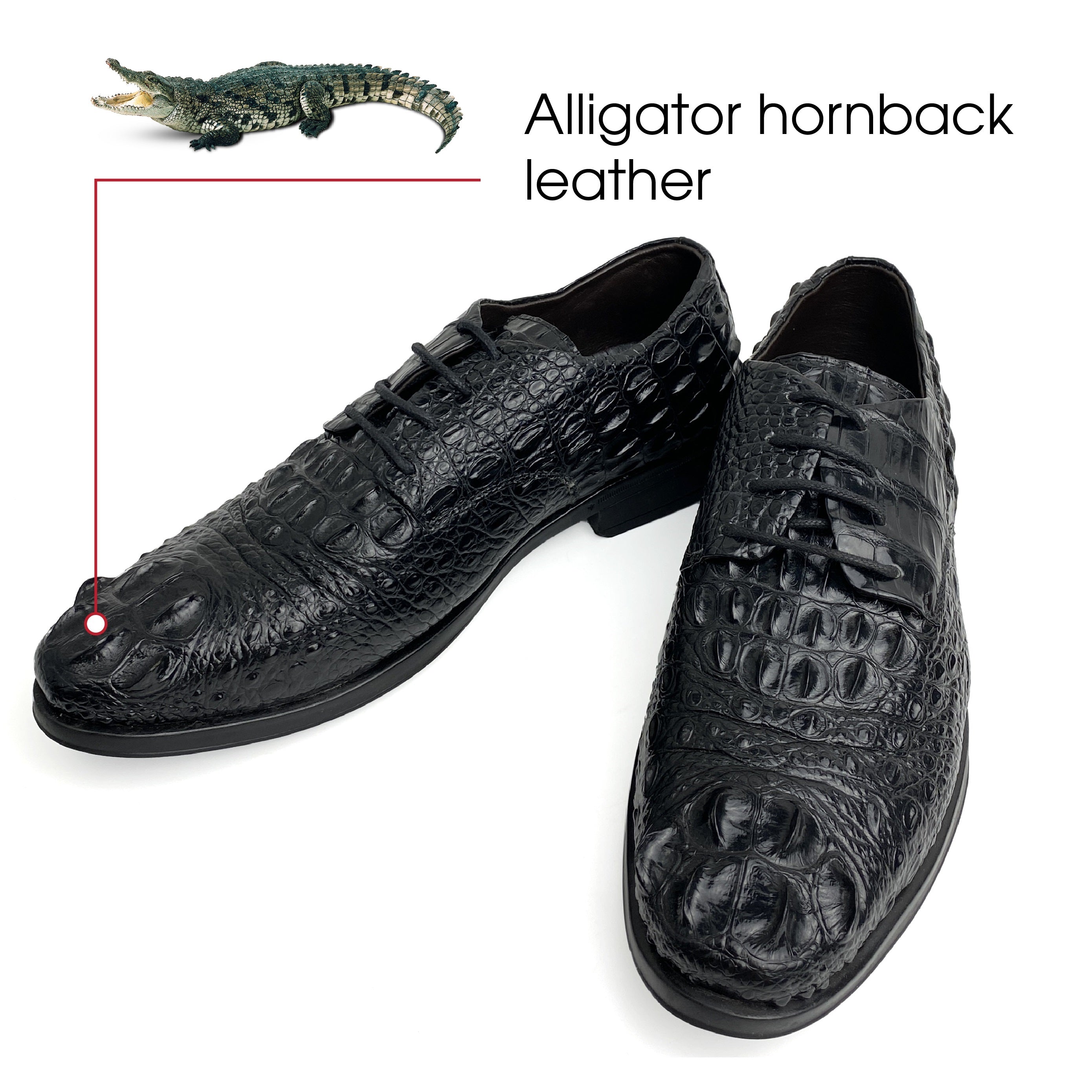 Black Crocodile Leather Lace Up Penny Loafer| Alligator Mens Designer Loafers | SH61G