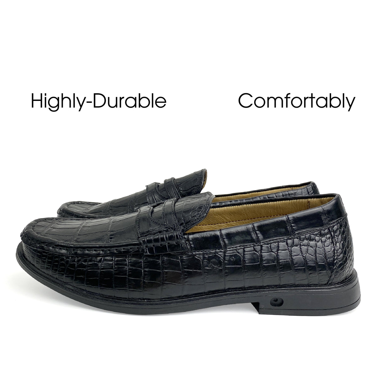 Luxury Black Alligator Leather Penny Loafer Slip On  | Crocodile Men's Loafer Shoe | SH131P42