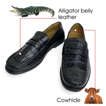 Luxury Black Alligator Leather Penny Loafer Slip On  | Crocodile Men's Loafer Shoe | SH131P42
