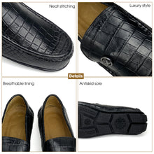 Black Alligator Leather Moccasin Loafer | Crocodile Belly Skin Moccasin Loafer | SH91L42