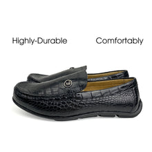 Black Alligator Leather Moccasin Loafer | Crocodile Belly Skin Moccasin Loafer | SH91L42