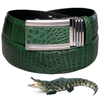Handcrafted Green Alligator Belt Men's - Crocodile Skin Belly Belt 1.5