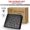 Black Blue Handmade Double Side Ostrich Leather Bifold Wallet for Men | VINAMOS-14