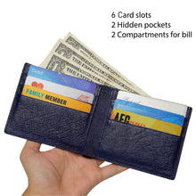Black Blue Handmade Double Side Ostrich Leather Bifold Wallet for Men | VINAMOS-14