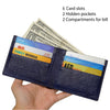 Black Blue Handmade Double Side Ostrich Leather Bifold Wallet for Men | VINAMOS-14