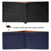 Black Blue Handmade Double Side Ostrich Leather Bifold Wallet for Men | VINAMOS-14