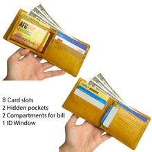 Yellow Double Side Alligator Hornback Leather Bifold Wallet