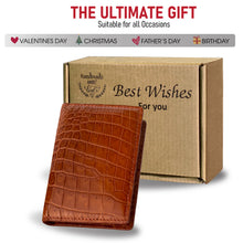 Light Brown Alligator Leather Minimalist Wallet - Crocodile Slim Credit Card Holder Double Side | RFID Blocking | LIGHT-CARD-14