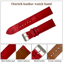 Red Genuine Ostrich Leather Watch Strap Quick Release