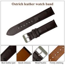 Dark Brown Genuine Ostrich Leather Watch Strap Quick Release