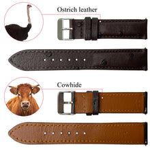 Dark Brown Genuine Ostrich Leather Watch Strap Quick Release