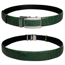 Handcrafted Green Alligator Belt Men's - Crocodile Skin Belly Belt 1.5" - Automactic Buckle - BE-GRE-08 - Vinacreations