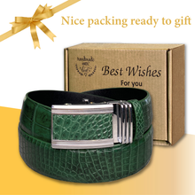 Handcrafted Green Alligator Belt Men's - Crocodile Skin Belly Belt 1.5" - Automactic Buckle - BE-GRE-08 - Vinacreations