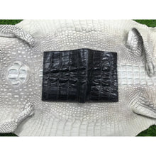 Black Alligator Skin Bifold Vertical Wallet For Men | Handmade Crocodile Leather Wallet RFID Blocking | VL5688