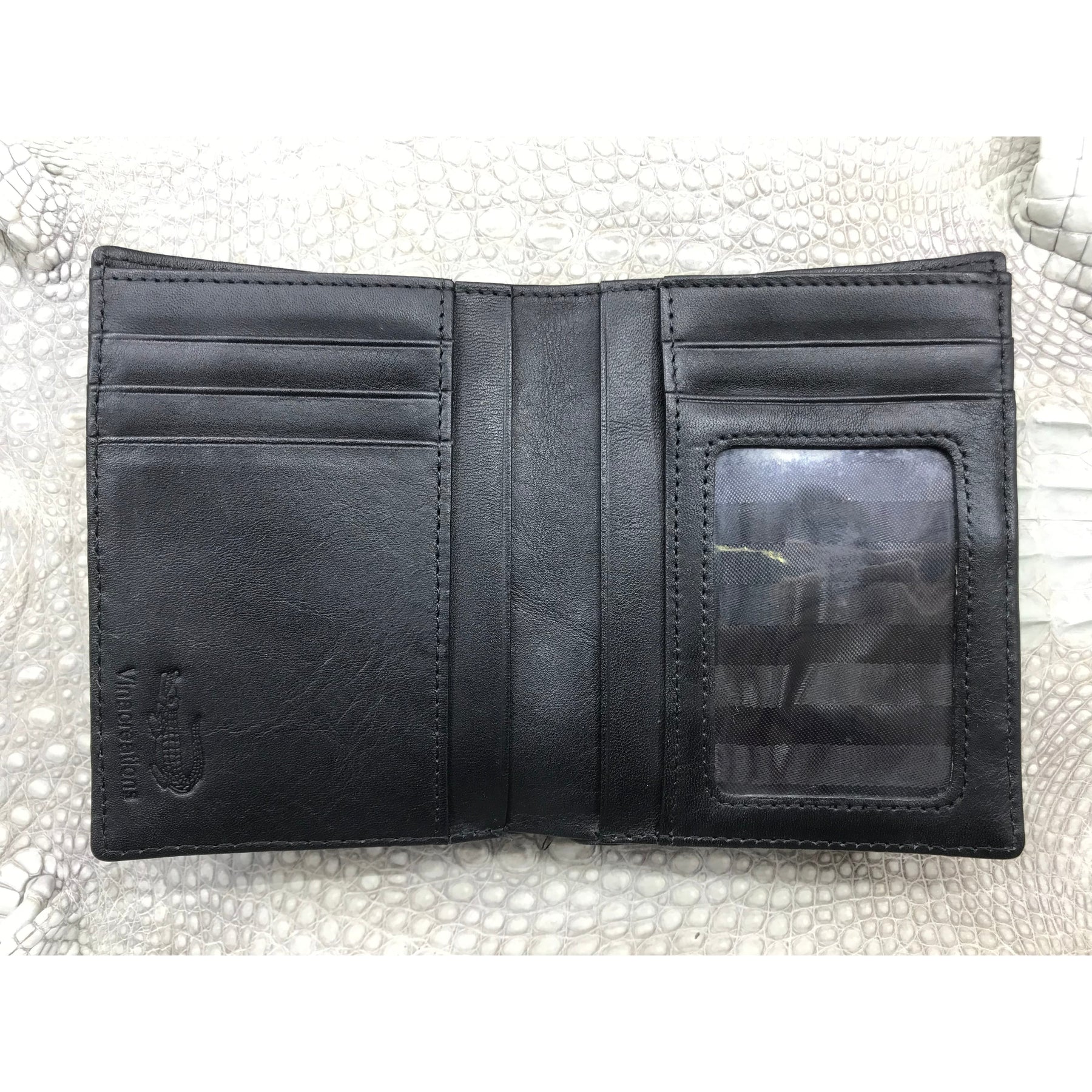 Black Alligator Skin Bifold Vertical Wallet For Men | Handmade Crocodile Leather Wallet RFID Blocking | VL5688