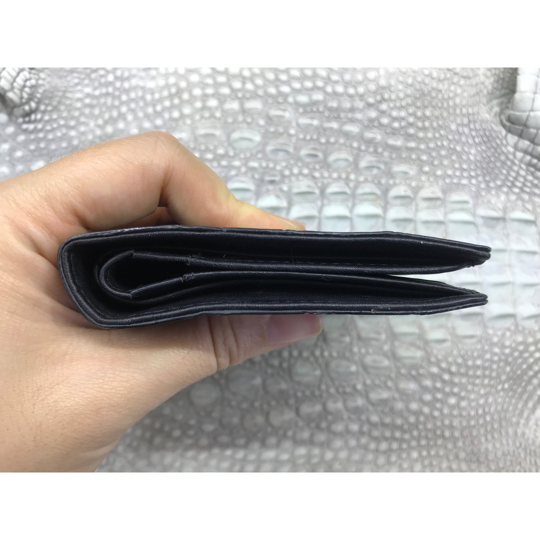 Black Alligator Skin Bifold Vertical Wallet For Men | Handmade Crocodile Leather Wallet RFID Blocking | VL5688
