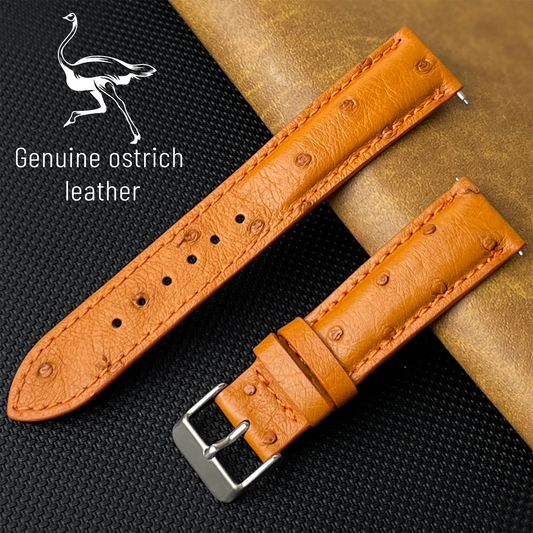 Tan Brown Genuine Ostrich Leather Watch Strap Quick Release