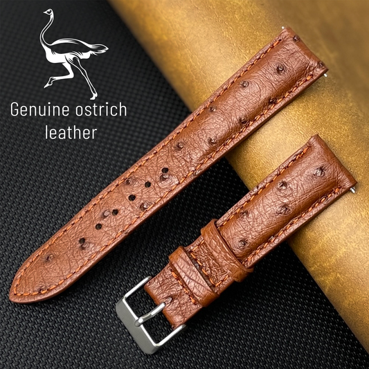 Brown Genuine Ostrich Leather Watch Strap Quick Release