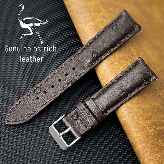 Dark Brown Genuine Ostrich Leather Watch Strap Quick Release