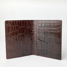 Dark Brown Alligator Leather Bifold Credit Card Holder Double Side Crocodile Skin | RFID Blocking | VINAM-85