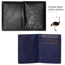 Black Blue Double Side Ostrich Leather Credit Card Holder | RFID Blocking | CARDOS-14