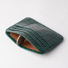 Green Slim Alligator Leather Credit Card Holder