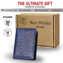 Blue Double Side Ostrich Leather Credit Card Holder | RFID Blocking | CARDOS-04