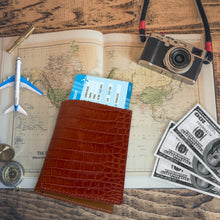 Light Brown Slim Alligator Leather Passport Holder Cover