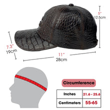 Dark Brown Alligator Leather Outdoor Cap - Adjustable Men Crocodile Skin Hat Baseball With Strapback | HAT-BRO-44