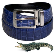 High-end Blue Alligator Belt Men's - Crocodile Skin Belly Belt 1.5" - Pin Buckle - BE-NAV-04-PIN