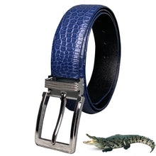 High-end Blue Alligator Belt Men's - Crocodile Skin Belly Belt 1.5" - Pin Buckle - BE-NAV-04-PIN