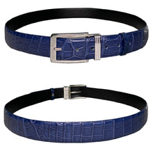 High-end Blue Alligator Belt Men's - Crocodile Skin Belly Belt 1.5" - Pin Buckle - BE-NAV-04-PIN
