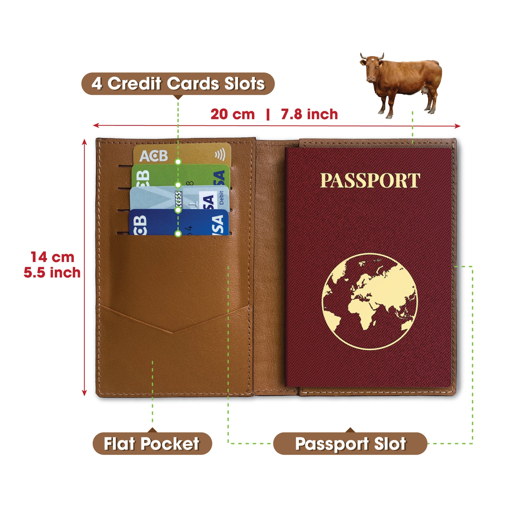 Light Brown Slim Alligator Leather Passport Holder Cover