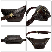 AIIigator Brown Men‘s Leather Waistbag, Leather Fanny Pack, Minimalist Fanny Belt Bag, Chest Bag Christmas Gift For Men - Vinacreations