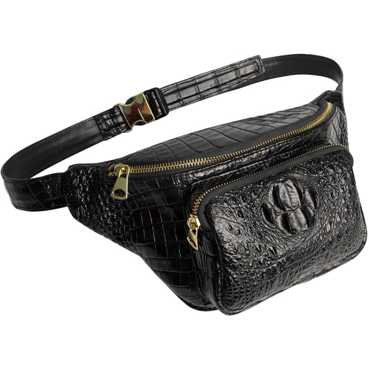 Alligator Men‘s Leather Waistbag, Leather Fanny Pack, Minimalist Fanny Belt Bag, Motorcycle Chest Bag Christmas Gift For Men - Vinacreations