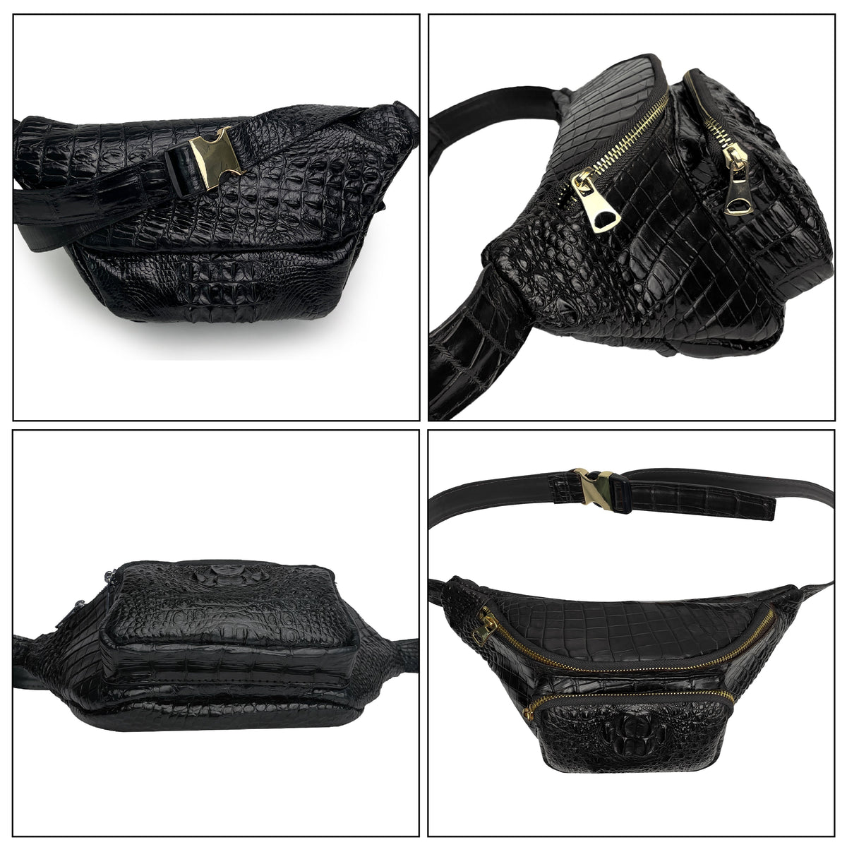 Alligator Men‘s Leather Waistbag, Leather Fanny Pack, Minimalist Fanny Belt Bag, Motorcycle Chest Bag Christmas Gift For Men - Vinacreations