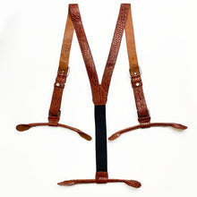 Alligator Y-Back Brown Leather Suspenders Men Button End - Wedding Party Groomsmen Suspenders Adjustable - Christmas Gift For Husband - Vinacreations