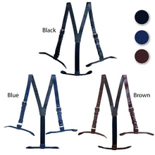 Alligator Y-Back Navy Blue Leather Suspenders Men Button End - Groomsmen Suspenders - Wedding Groom Suspenders Adjustable - Vinacreations