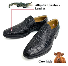Black Mens Alligator Leather Slip-On Loafer Shoes For Men | Crocodile Hornback Leather Loffer | SH51F