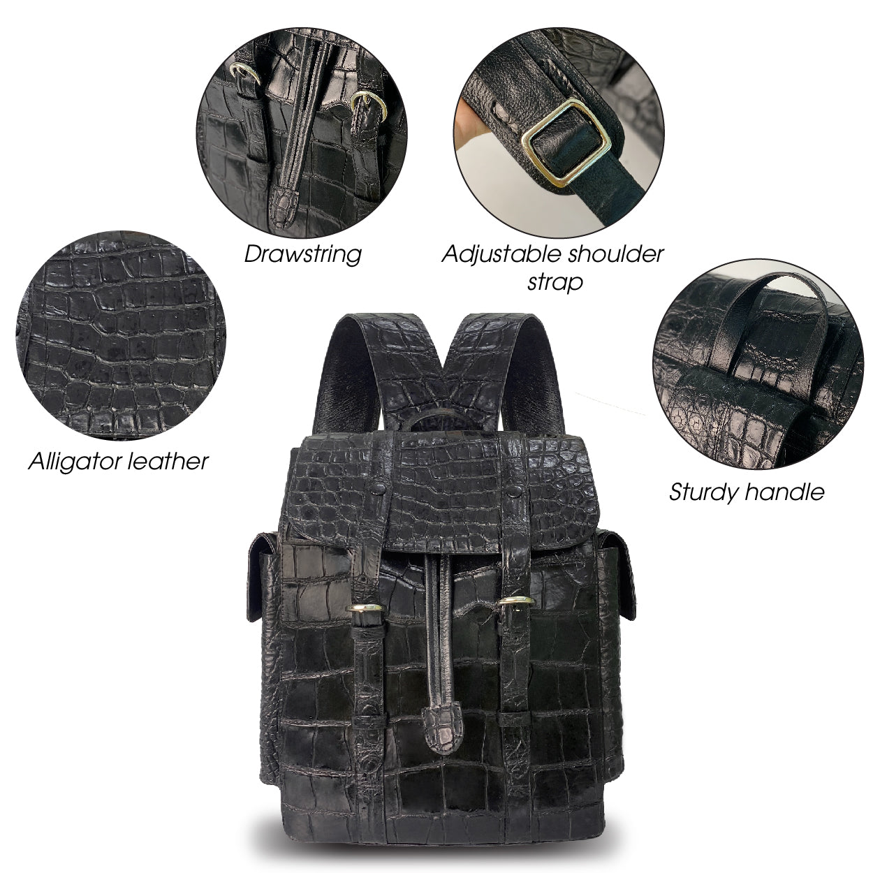 Alligator Leather Backpack for Men, Luxury Business Backpacks Large Capacity
