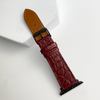 Burgundy Flat Alligator Leather Strap For Apple Watch