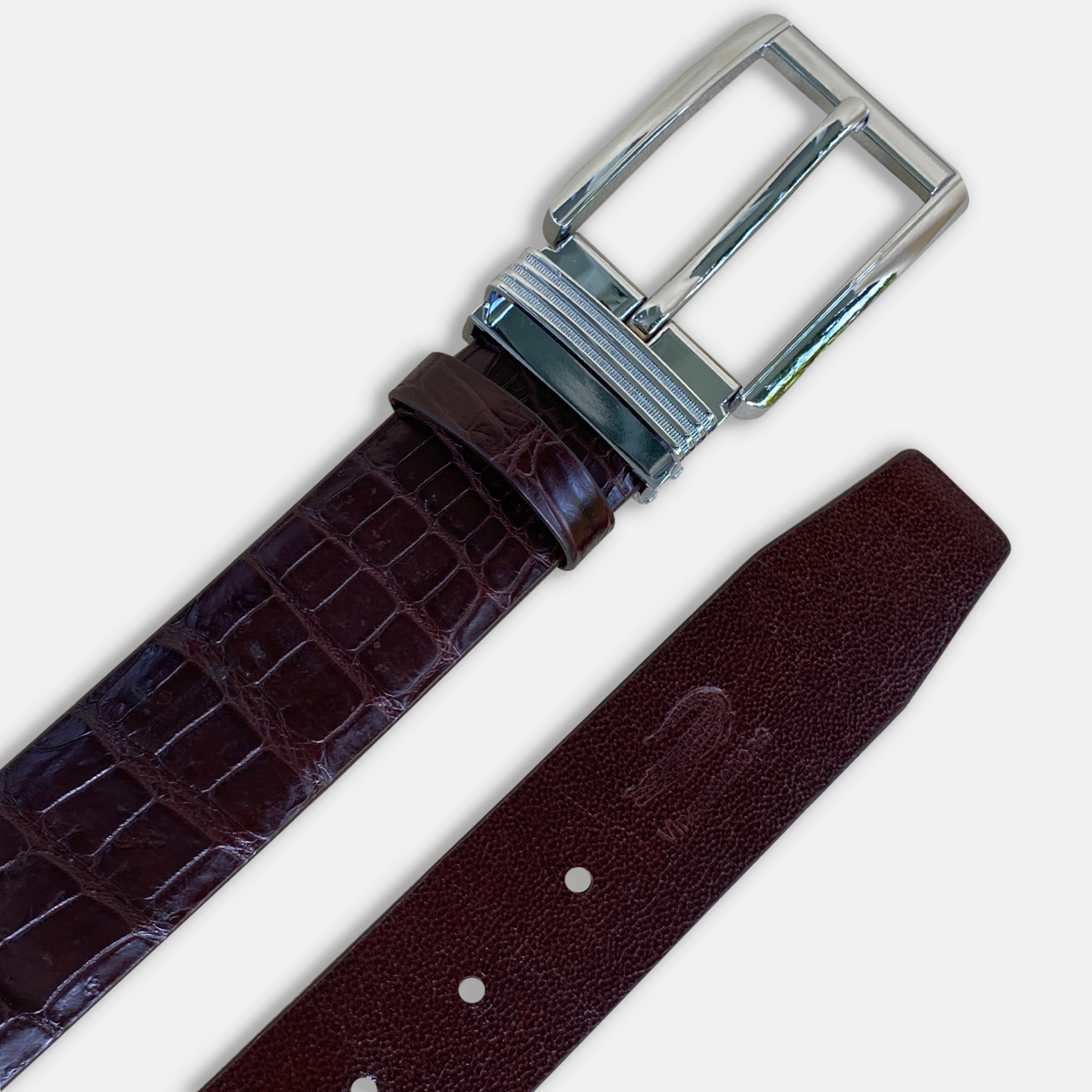 Premium Dark Brown Alligator Belt Men's - Pin Buckle 