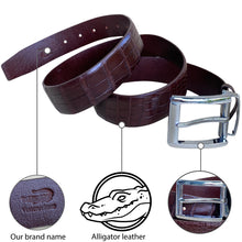 Premium Dark Brown Alligator Belt Men's - Pin Buckle 