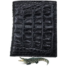 Black Alligator Horn Back Skin Bifold Vertical Wallet For Men | Handmade Crocodile Leather Wallet RFID Blocking | VL5678 - Vinacreations