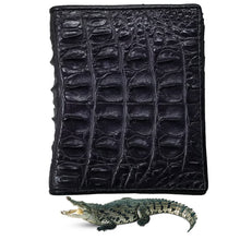 Black Alligator Horn Back Skin Bifold Vertical Wallet For Men | Handmade Crocodile Leather Wallet RFID Blocking | VL5712 - Vinacreations