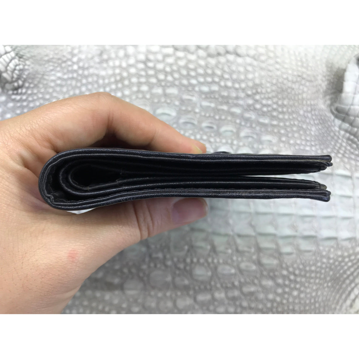 Black Alligator Horn Back Skin Bifold Vertical Wallet For Men | Handmade Crocodile Leather Wallet RFID Blocking | VL5712 - Vinacreations