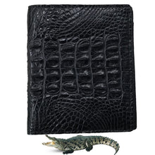 Black Alligator Horn Back Skin Bifold Vertical Wallet For Men | Handmade Crocodile Leather Wallet RFID Blocking | VL5736 - Vinacreations